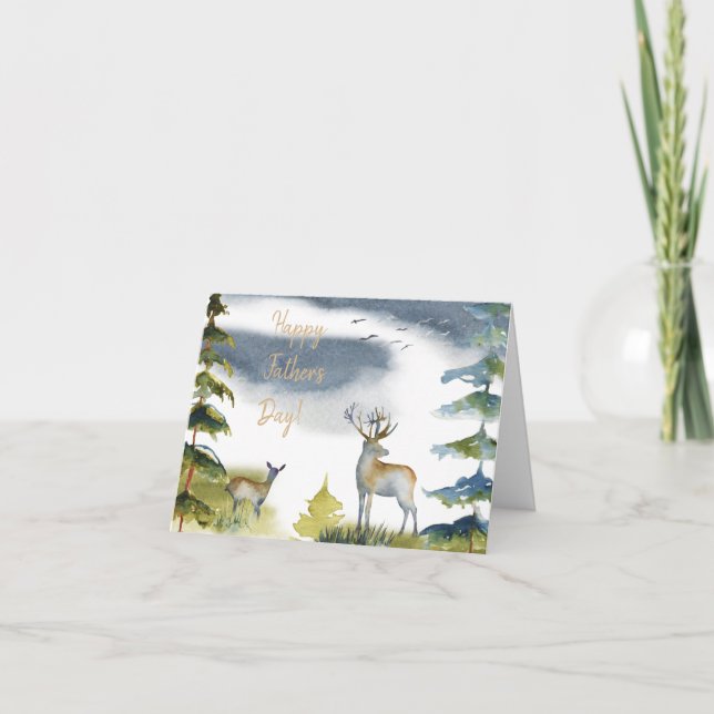 Lycklig Fars dag Grönt Bästa skogsvattenfärgen Kort (Framsida)