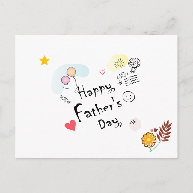 Lycklig Fars dag! Hand plockade Vykort (Framsida)