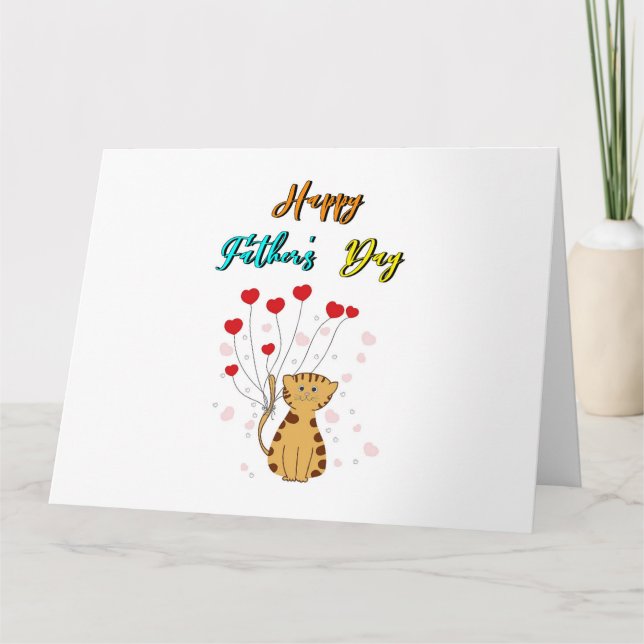 Lycklig Fars dag Kattunge Pappa  pappa Gift Cat Fa Tack Kort (Framsida)