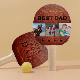 Lycklig Fars dag, läder, frimärke 3 fotokollage Pingisracket