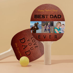 Lycklig Fars dag, läder, frimärke 3 fotokollage Pingisracket
