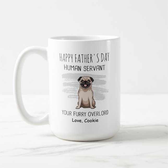 Lycklig Fars dag, mänskligt anställd vid Pug pappa Kaffemugg (Vänster)