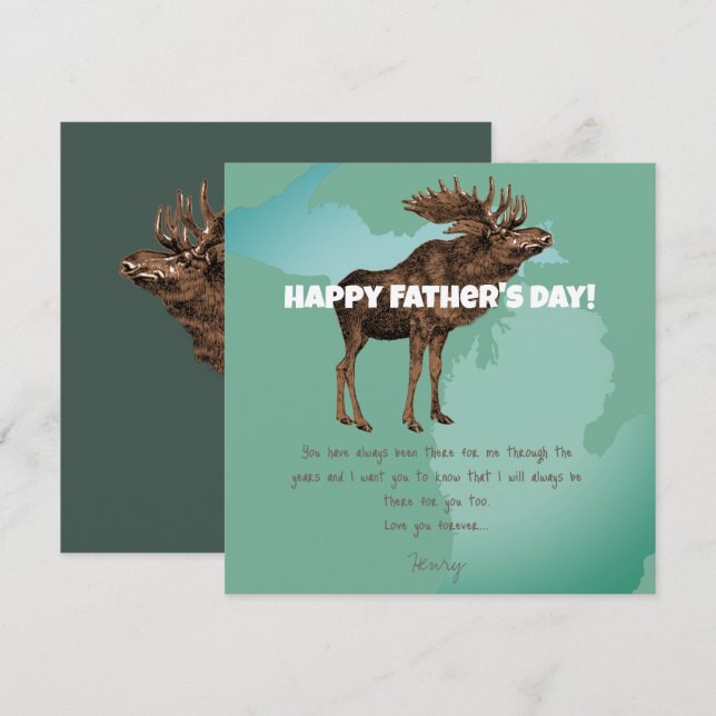 Lycklig Fars dag Michigan Moose Inbjudningar (Fram/baksida)