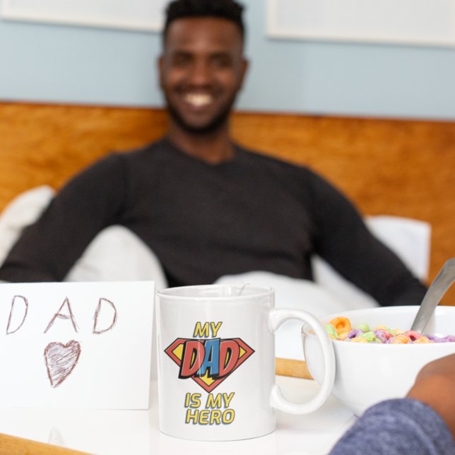 Lycklig Fars dag Min Pappa är min Hero Kaffemugg (Skapare uppladdad)