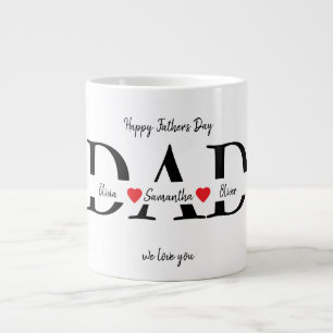 Lycklig Fars dag Mugg med Kids Namn Jumbo Mugg