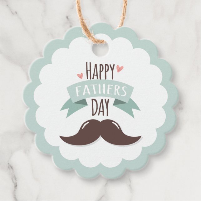 Lycklig fars dag - mustasch gåvor etiketter (Framsida)