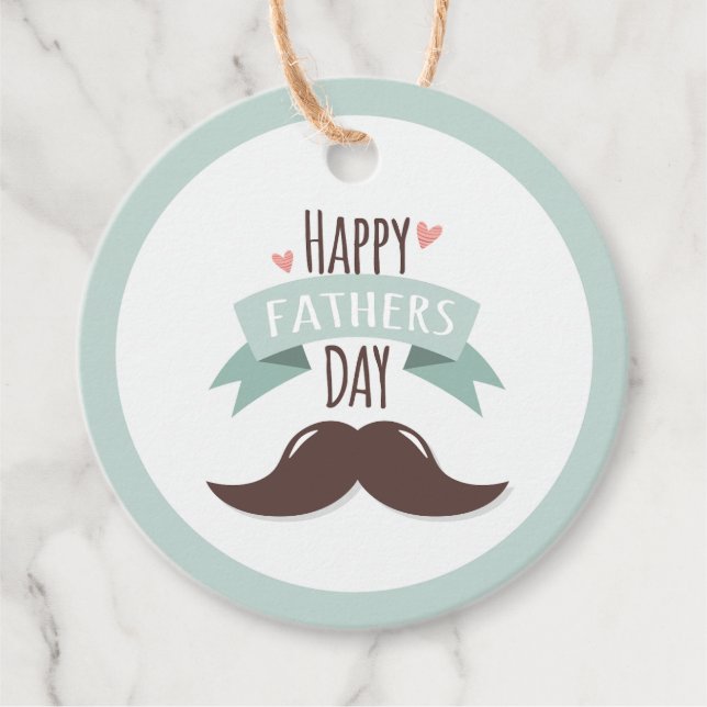 Lycklig fars dag - mustasch gåvor etiketter (Framsida)