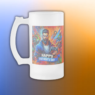 Lycklig Fars dag Pappa Gamer Frostat Ölglas