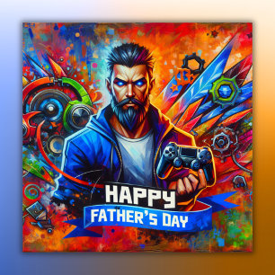 Lycklig Fars dag Pappa Gamer Poster