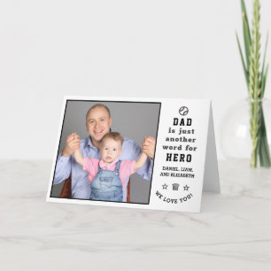 Lycklig Fars dag Pappa Hero Photo + Namn Hälsning Kort