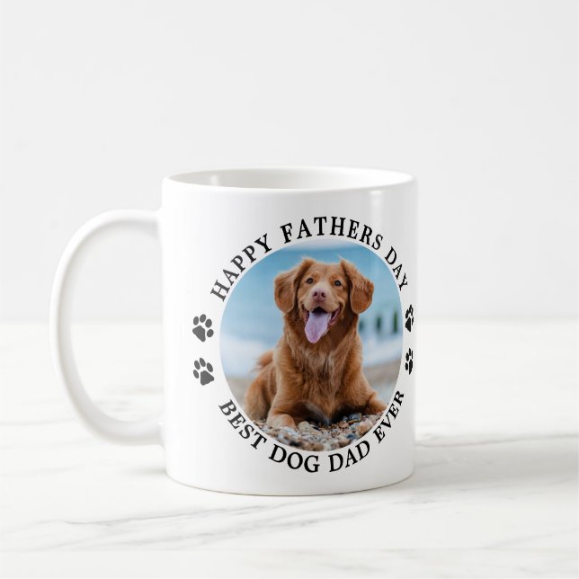 Lycklig Fars dag Personlig Pet Photo Hund Pappa Kaffemugg (Vänster)