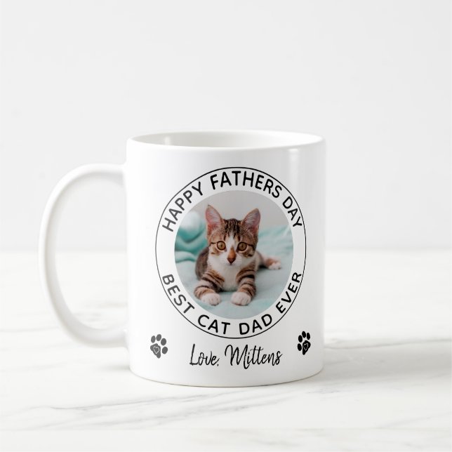 Lycklig Fars dag Pet Photo Best Cat Pappa Kaffemugg (Vänster)