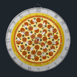 Lycklig Fars dag Pizza w/Toppings & Message Darttavla<br><div class="desc">Ge pappa har fått pizzan och roligten med den här pizzan med ditt personliga budskap! Lägg till ditt favoritskämt med osten pappa på skorpan eller ditt personliga meddelande till honom. Pizzadesignen är lagrad och kan anpassas efter ditt val av pepperoni, oliver och svamp. Färg av alla pizzor- och toppillustrationer är...</div>