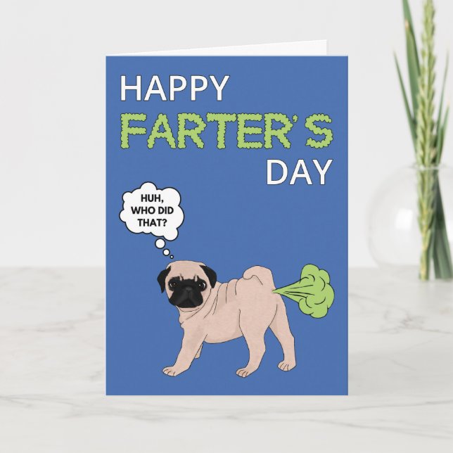 Lycklig Fars dag Pug Hund Farter-jokerkort Kort (Framsida)