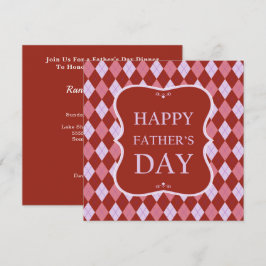 Lycklig Fars dag Red Rosa Argyle Middag Party Inbjudningar