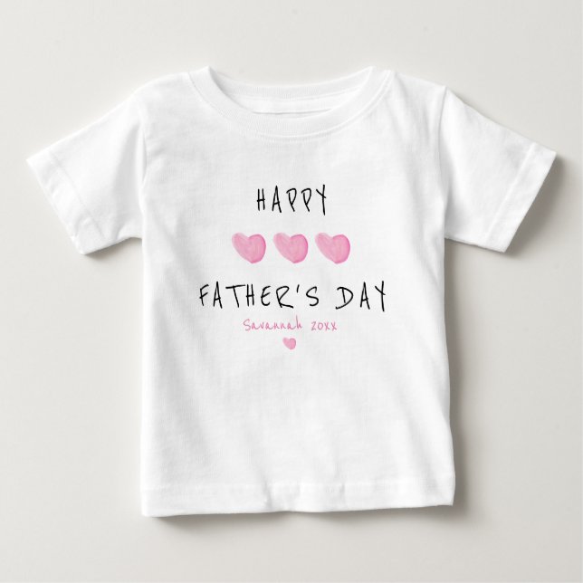 Lycklig Fars dag Rosa Heart Anpassningsbar T Shirt (Framsida)