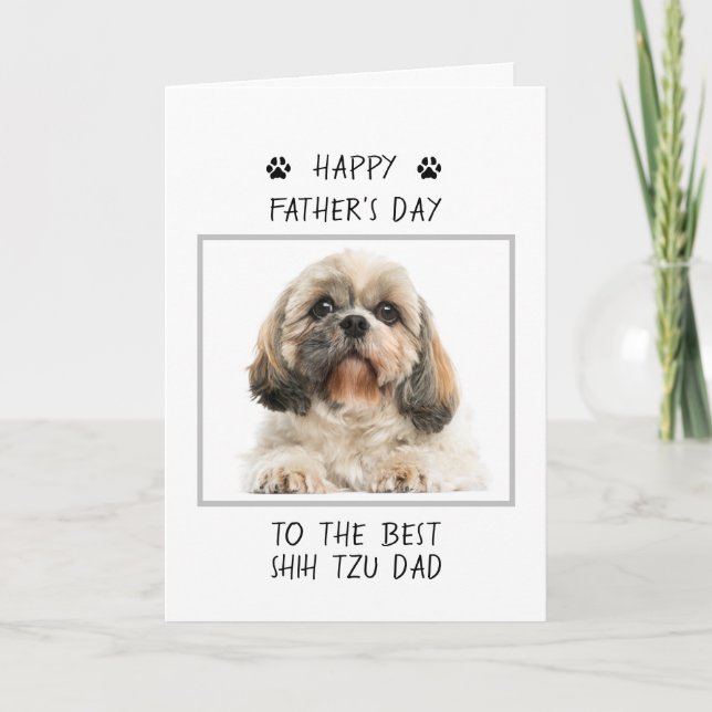 Lycklig Fars dag Shih Tzu Pappa Photo Funny Kort (Framsida)