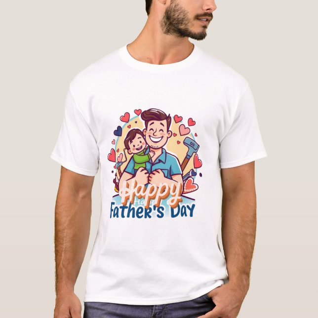 Lycklig Fars dag som Far som son T Shirt (Framsida)