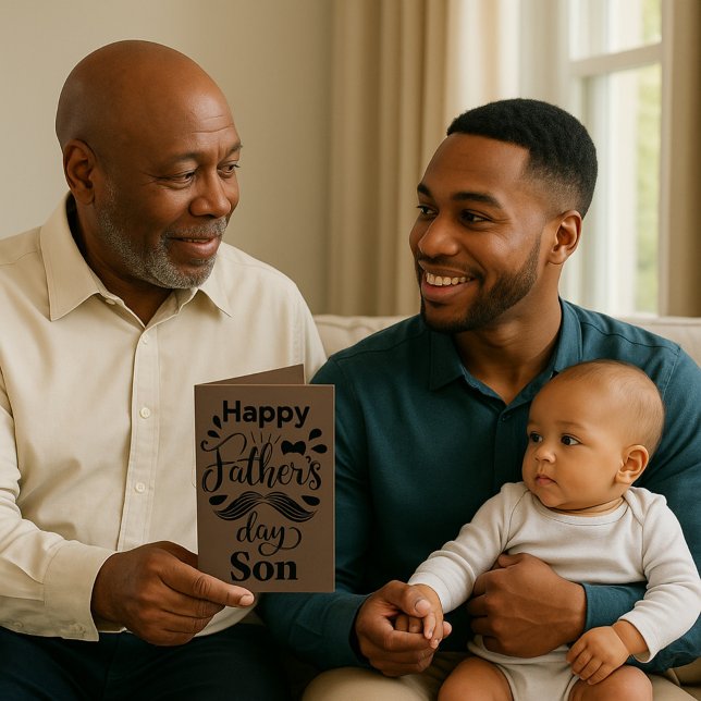 Lycklig Fars dag Son Brown och Black Card Kort (Skapare uppladdad)