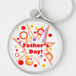 Lycklig Fars dag Stänk Rund Silverfärgad Nyckelring