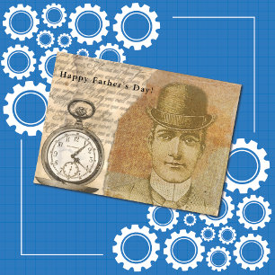 Lycklig Fars dag Steampunk Bowlareare Hat Kort