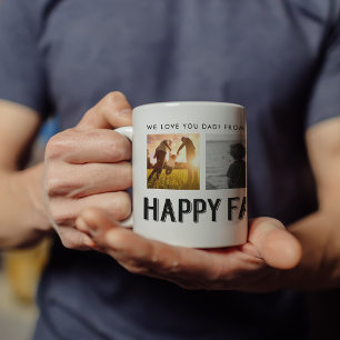 Lycklig Fars dag Svartvitt 4-foto-rutnät Kaffemugg