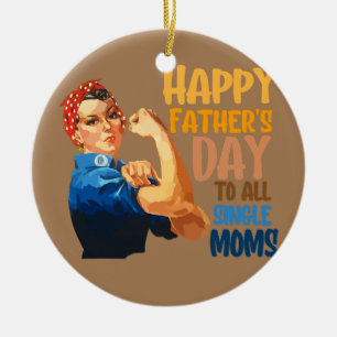 Lycklig fars dag till alla enskilda mammor julgransprydnad keramik