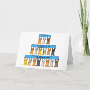 Lycklig Fars dag till Godfather Cute Tecknad Cats Kort