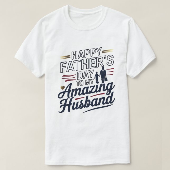 Lycklig Fars dag till min Fantastisk Make - Elegan T Shirt (Design framsida)