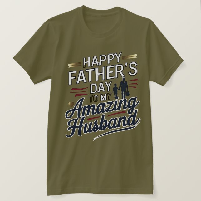 Lycklig Fars dag till min Fantastisk Make - Elegan T Shirt (Design framsida)