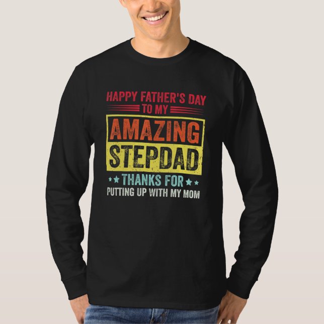 Lycklig Fars dag till min Fantastisk Stepdad Retro T Shirt (Framsida)