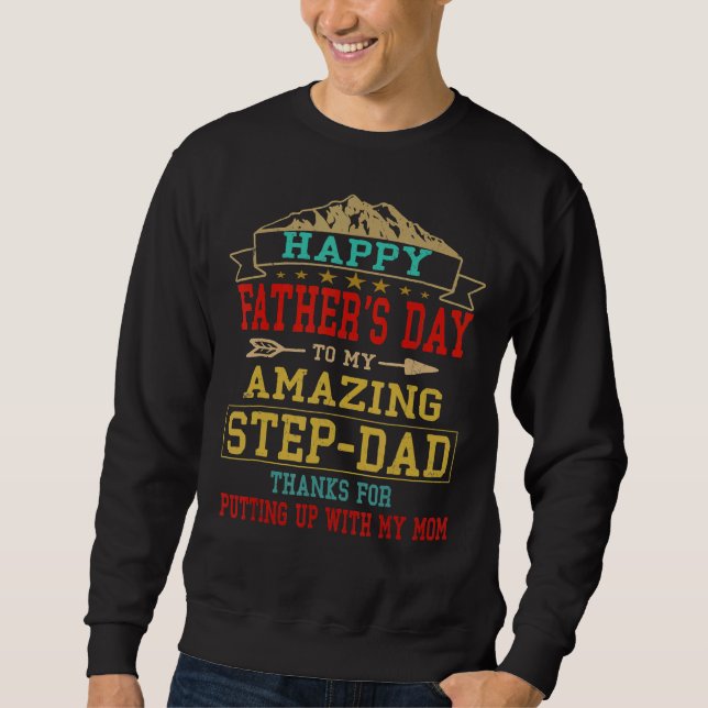 Lycklig Fars dag till mitt Fantastisk-steg Pappa t Lång Ärmad Tröja (Framsida)