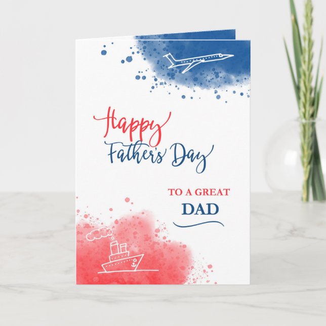 Lycklig Fars dag till Underbara Pappa Röda vattenf Kort (Framsida)