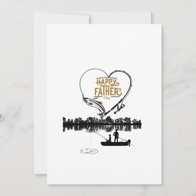 Lycklig Fars dag vid fiske i Sjö Inbjudningar (Framsida)