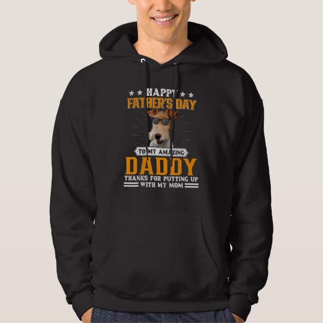Lycklig Fars dag Wire Fox Terrier Hund för M Hoodie (Framsida)