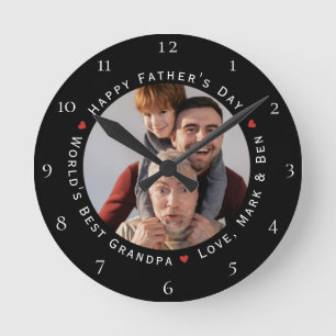 Lycklig Fars dag World's Best Grandpa Coola Trendi Rund Klocka