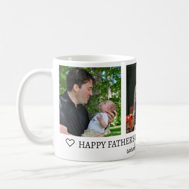 Lycklig Fars dag World's Best Pappa 3-foto Kaffemugg (Vänster)