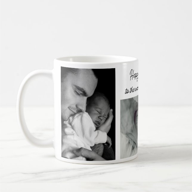 Lycklig Fars dag World's Best Pappa 3-foto Kaffemugg (Vänster)