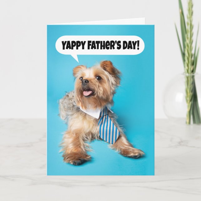 Lycklig Fars dag Yappy Yorkie Dog Humor Helgkort (Framsida)