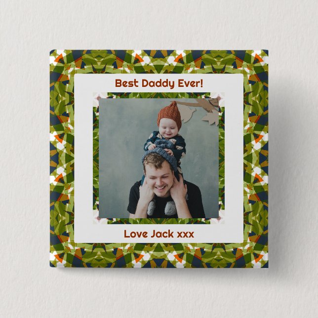 Lycklig Far's Day Best Pappa Pappa Aldrig Grönt Ph Knapp (Framsida)