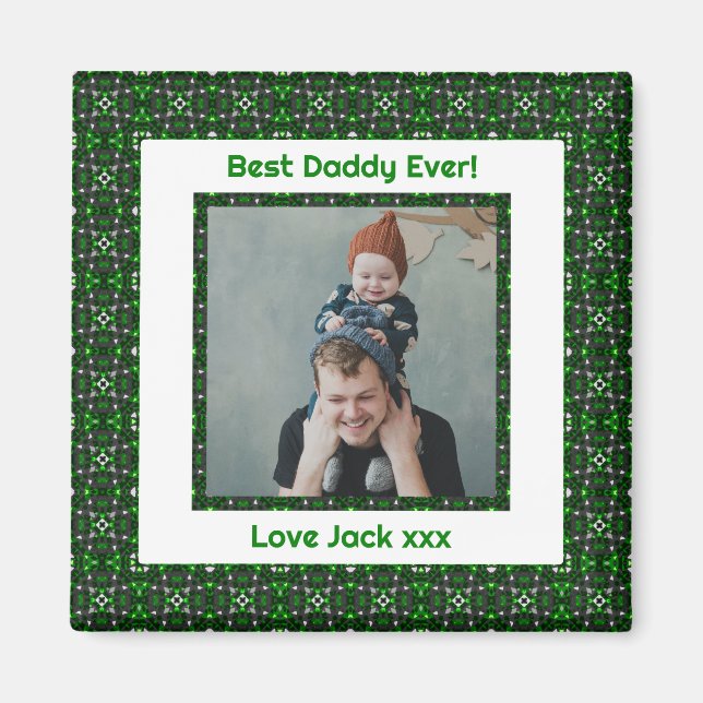 Lycklig Far's Day Best Pappa Pappa Aldrig Grönt Ph Magnet (Framsidan)