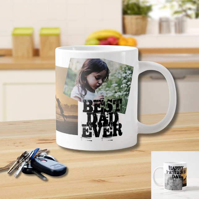 Lycklig Far's Day Best PappaOne 3 Photo Collage Jumbo Mugg (Skapare uppladdad)