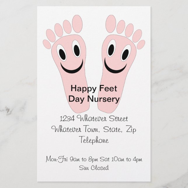 Lycklig Feet Day Nursery Flyer (Framsidan)