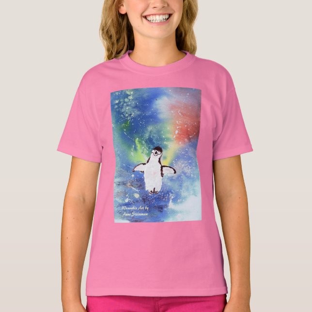 Lycklig Feet Penguins Tee Shirt (Framsida)