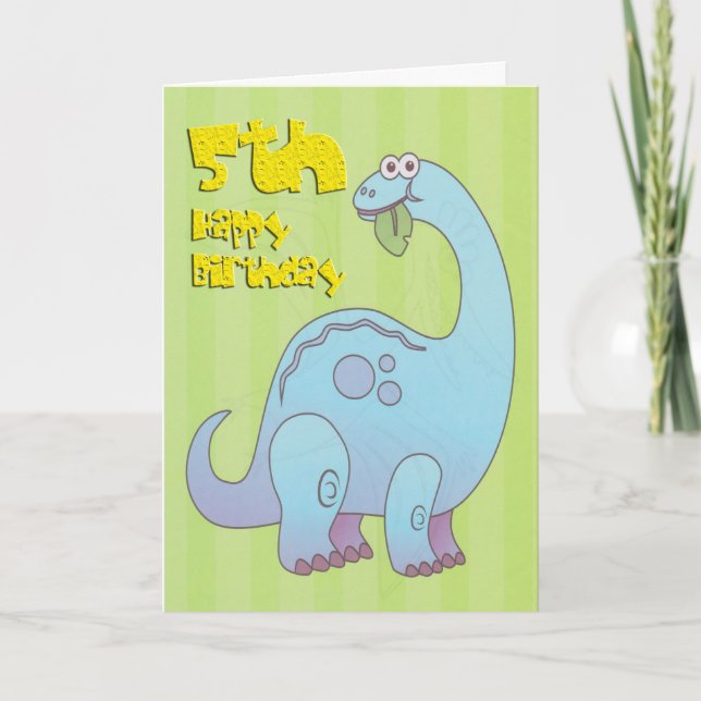 Lycklig femte födelsedag Dinosaur Kort (Framsida)