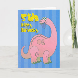 Lycklig femte födelsedag Rosa Dinosaur Kort