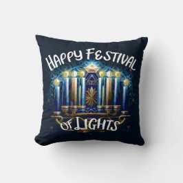 Lycklig-festivalen i Ljus Hanukkah Menorah Kudde