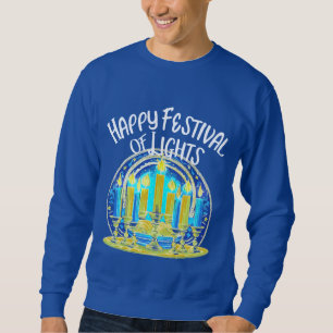 Lycklig-festivalen i Ljus Hanukkah Menorah Lång Ärmad Tröja
