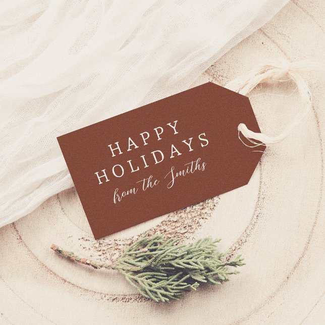 Lycklig Festive Red Elegant Jul Helgdag Presentetikett (Skapare uppladdad)