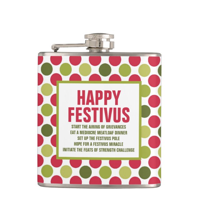 Lycklig Festivus Roligt Flask ©NHC Fickplunta (Framsidan)